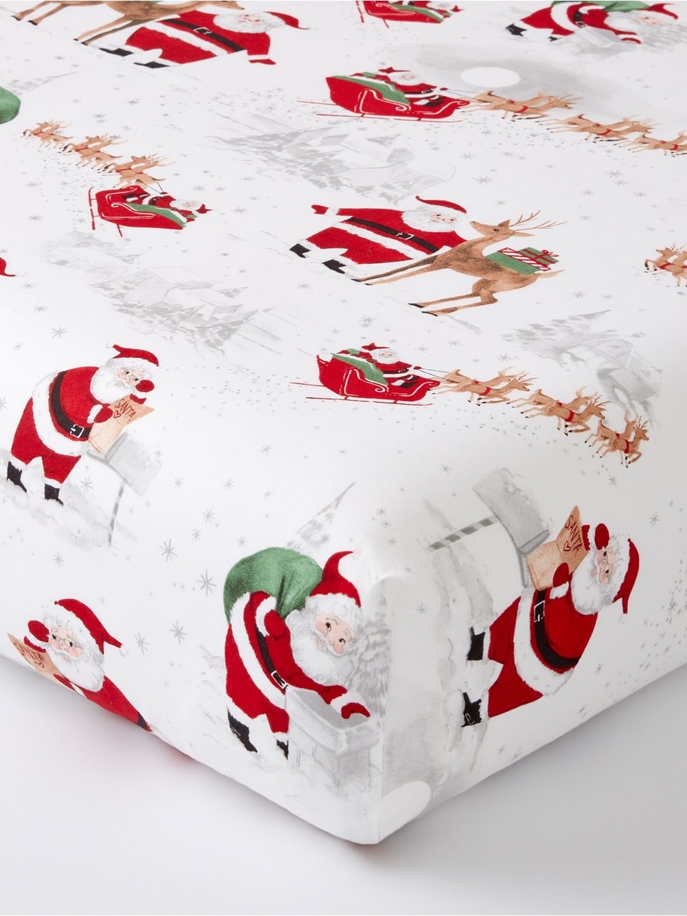 Pottery Barn Kids NWT Christmas Santa Baby Infant Bedding Crib Sheet